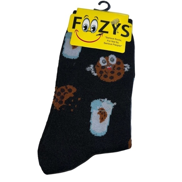 3/$25 🍄 Foozy’s Cookies and Milk Ladies Socks Size 9-11 NWT - Picture 2 of 5
